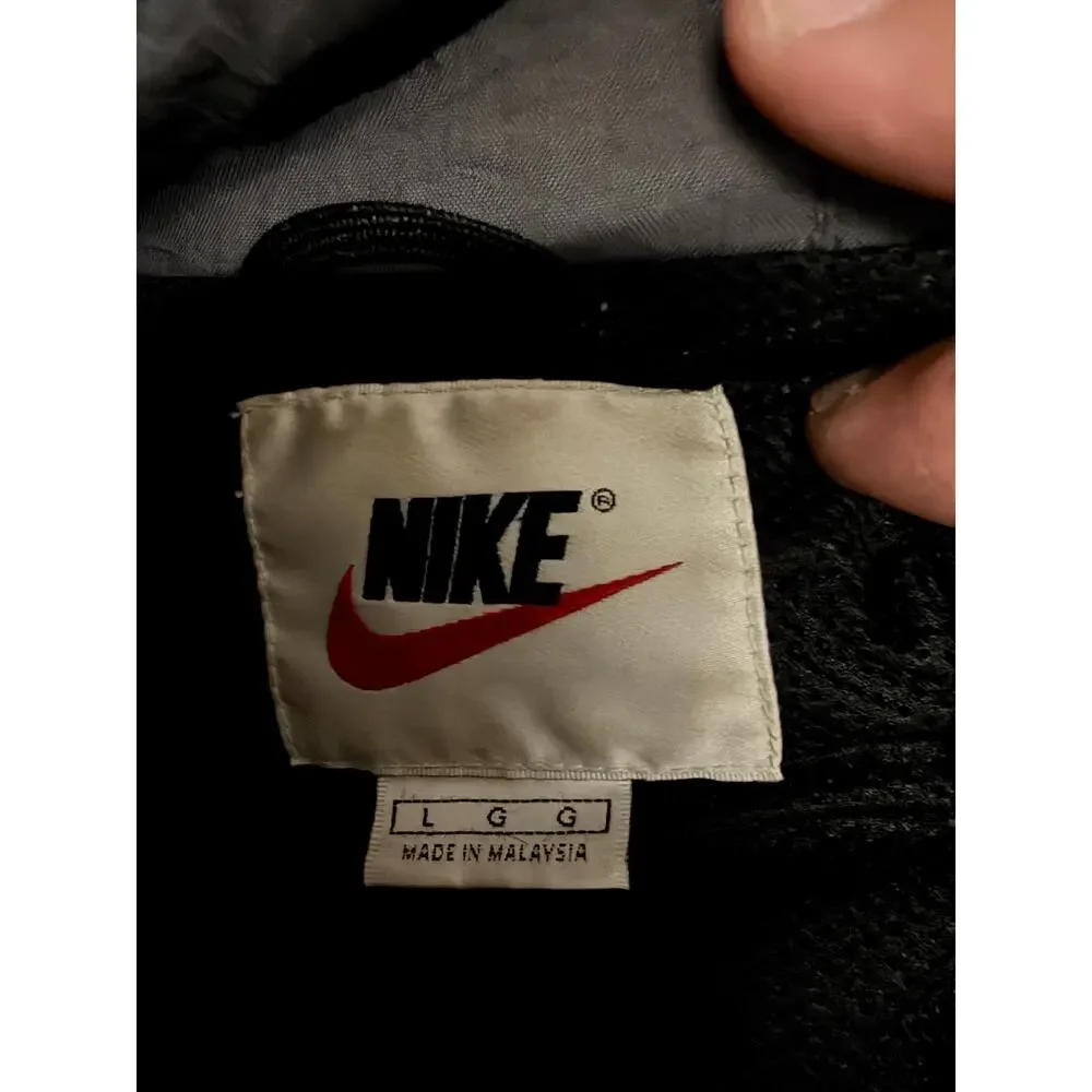 Nike Mens Vintage Hooded Jacket Gray Snap Front Swoosh Windbreaker Large